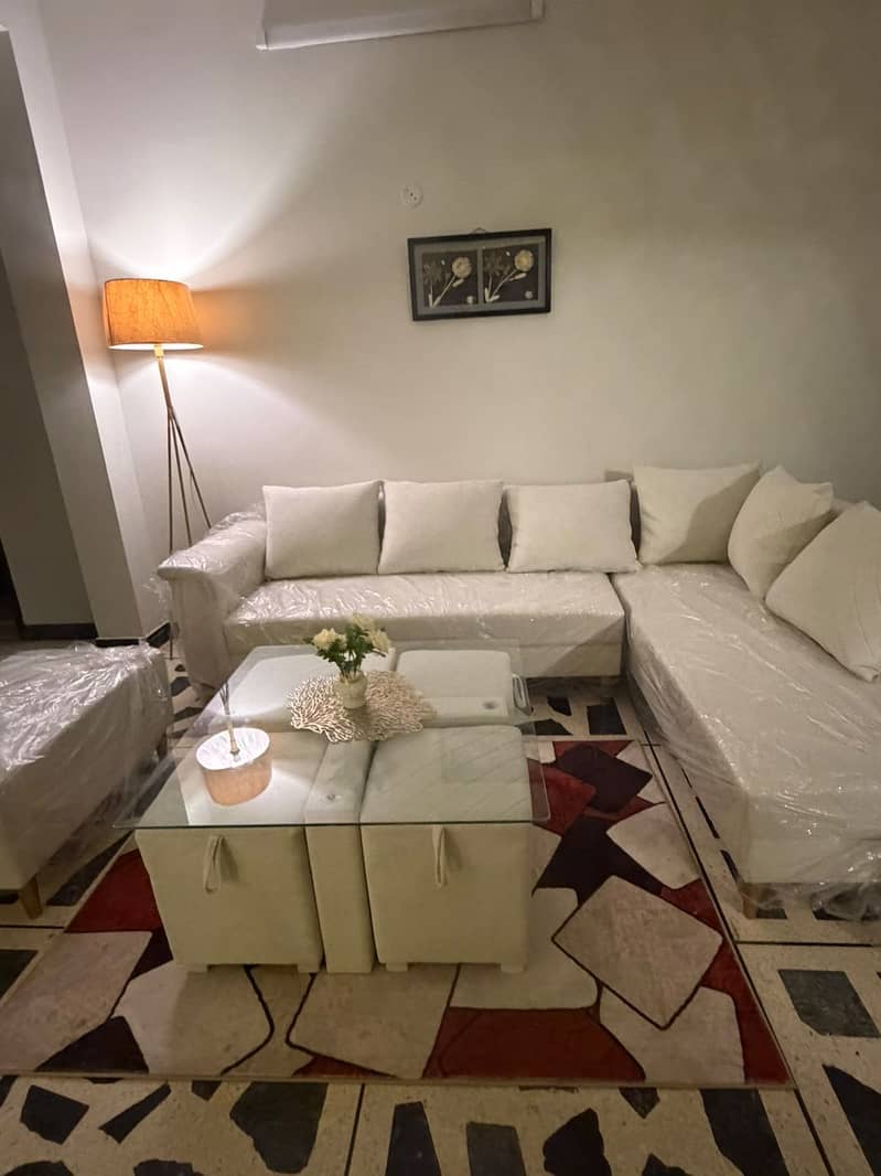 L shape sofa with table 1