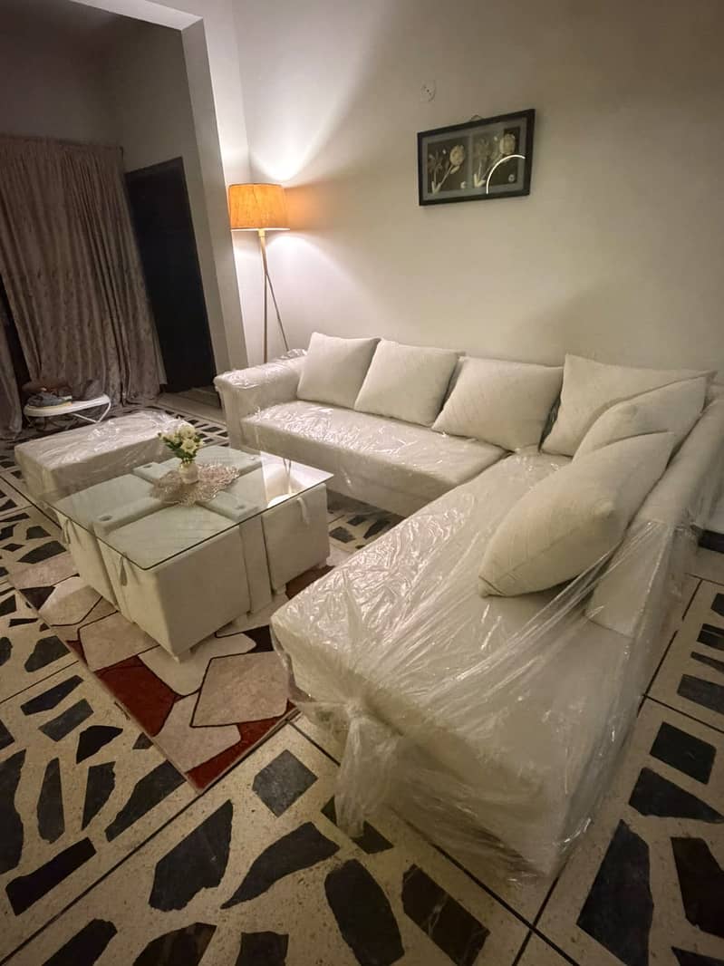 L shape sofa with table 3