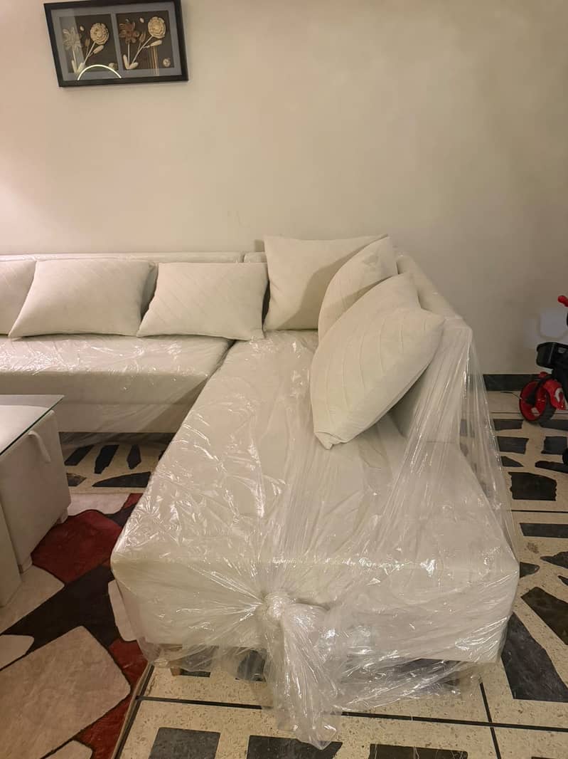 L shape sofa with table 5