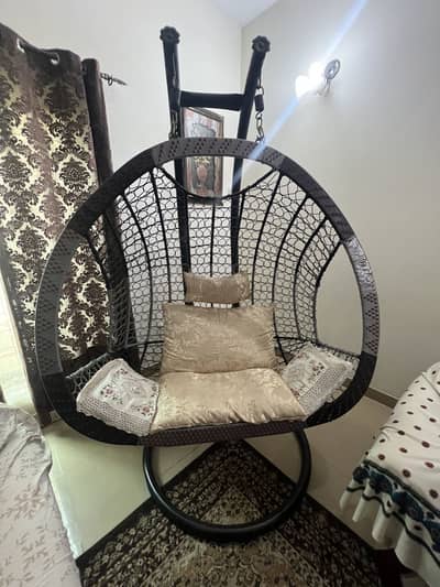 Double Seater Hanging Swing Jhoola with Stand & Cushions