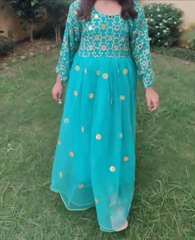 Beautiful Turquoise Party Wear Frock for Girls (12–13 Years)
