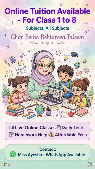 female online tutor - class 1 to 8th