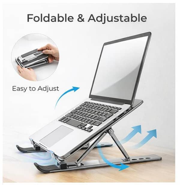 Adjustable Foldable Metal Laptop Stand | 7-Level Portable Anti-Slip Holder