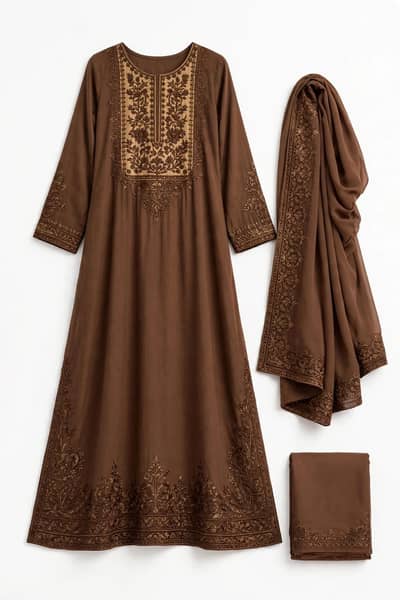 brown embroidery fancy maxi full havey