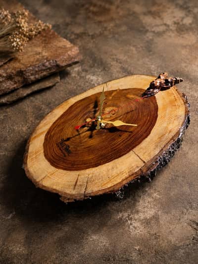 Tree Tone's Neem Wood Clock with resin finish