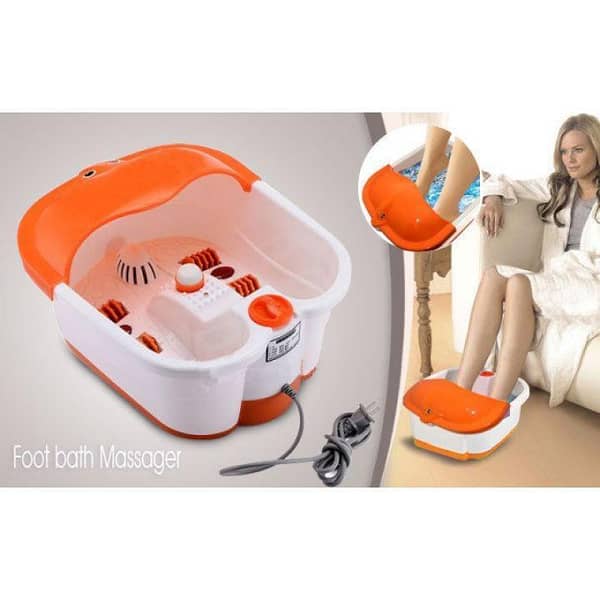 SQ-368 Electric Foot Spa Massager | Multifunction Heated Foot Bath Tub with 4 Massage Rollers, Bubble Massage, Infrared Light and Magnetic Feature | Automatic Water Heating Pedicure Basin for Home Foot Care, Relaxation and Personal Spa Use