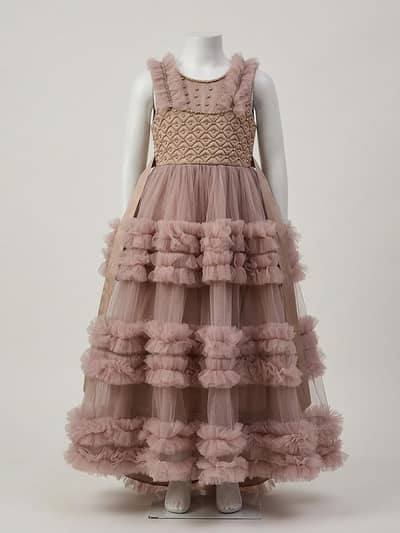 Beautiful Dusty Peach Maxi Frock For Girls