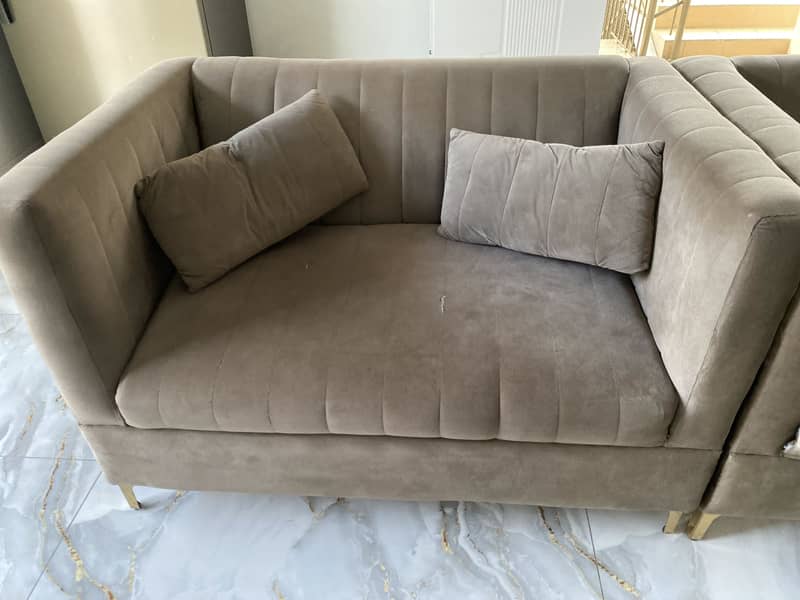 Beige colour 2 piece comfortable sofas 1