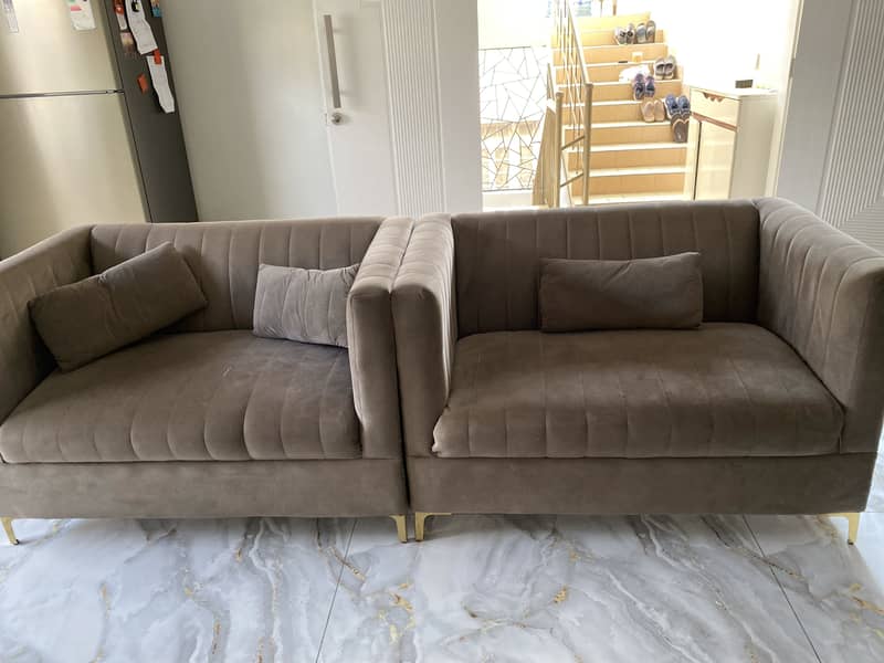 Beige colour 2 piece comfortable sofas 2
