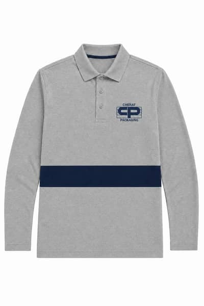 Grey Polo with Navy Strip