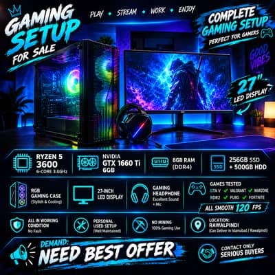 Almost New Gaming PC - Ryzen 5 3600 + GTX 1660 Ti 6GB - MSI Board - 1