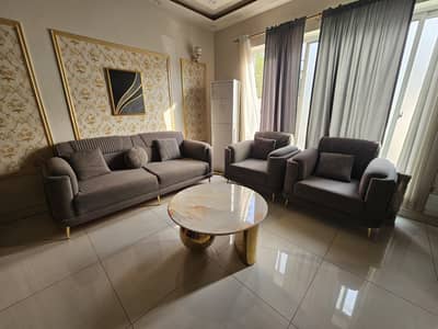 5 seater sofa set with marble brass center table