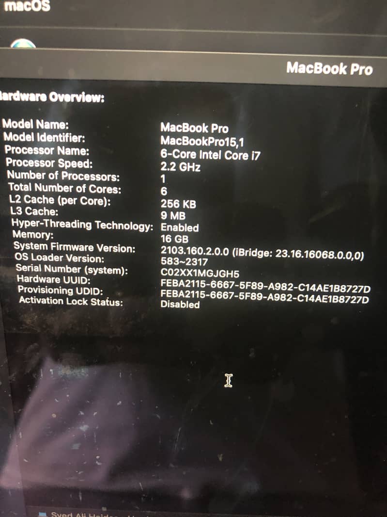 Macbook pro 2018 model 4