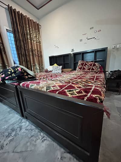 2 queen size beds with boxex down and up made of pure wood