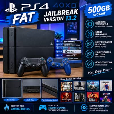 PS4 Jailbreak 3.2 – 500GB | Games Installed | 2 Controllers
