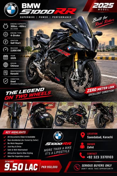 BMW S 1000 RR 2025 | Zero Meter Look | Excellent Condition | 9.50 Lac