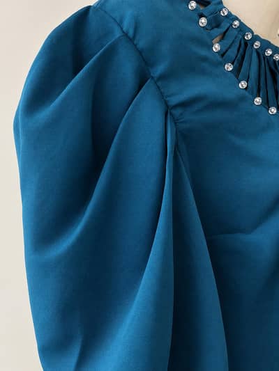 beautiful teal blue party wear dress with tulip shalwar