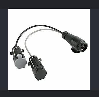 13-Pin to Twin 7-Pin Trailer Towing Socket Adapter Cable - 13 Pin Male Plug to Dual 7 Pin Female Socket Extension Converter Lead for Caravans & Towing R6046 E
