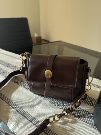 Brown mini handbag with 2 different straps