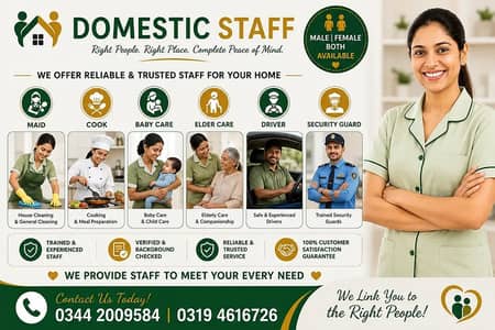 Maid /Cook/ Baby Care / Patient Care / Nurse / Kitchen Helper/ Driver