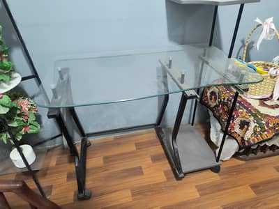Glass & Metal Computer Table