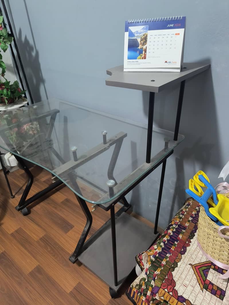 Glass & Metal Computer Table 3