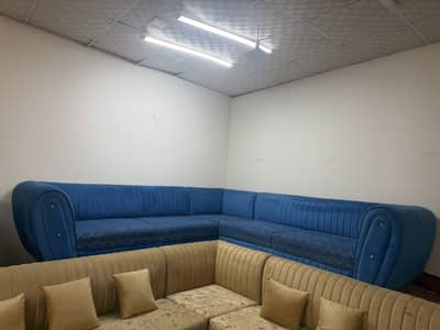 L shape corner sofa royal blue