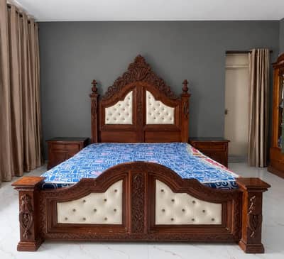 Chinioti Solid Wood Bedroom Furniture Set for Sale – Mattress Included