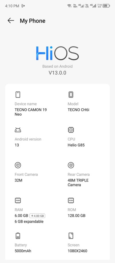 Tecno CAMON 19 Neo