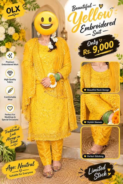 Beautiful Yellow Embroidery Ladies Suit | Fancy Wedding Party Wear Dre