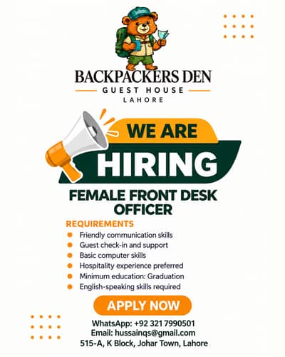 Female Front Desk Officer Required / Female Jobs / Urgent Hiring