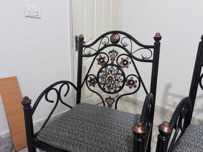 Stylish Iron Sofa Set with 2 Chairs | Black & Copper Design