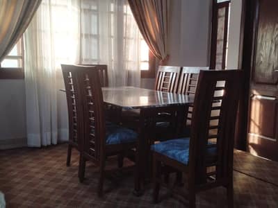 premium sheesham wooden dining table with marble top ,6 chairs