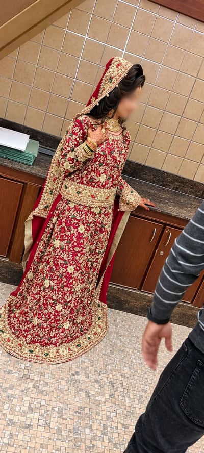 Beautiful Red & Golden Bridal Sharara  Heavy Embroidery