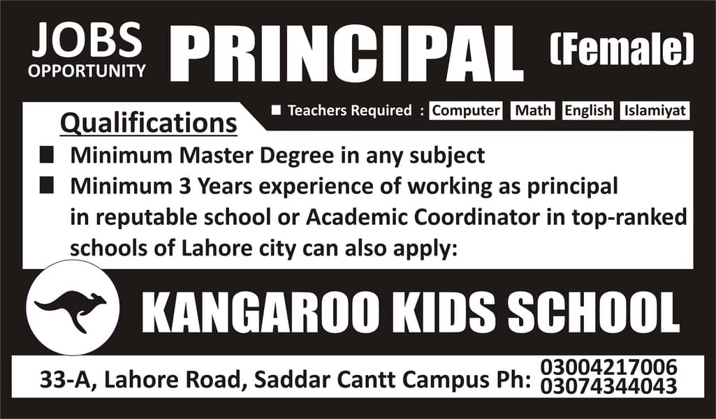 SCHOOL STAFF REQUIRED 0