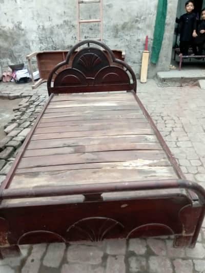 2 wood  bed set