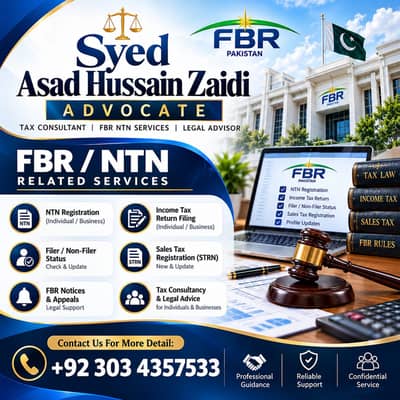 Tax Consultant, Sales Tax, Income Tax Return, FBR, Tax Filer, NTN,SECP
