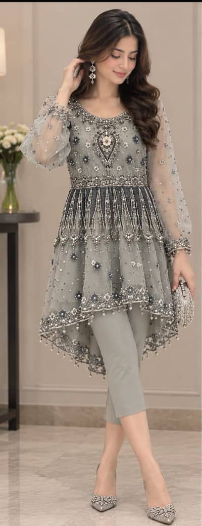 Net heavy handwork dress