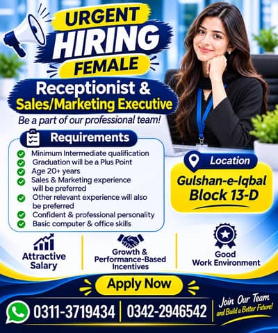 Receptionist and Sales/Marketing Executive