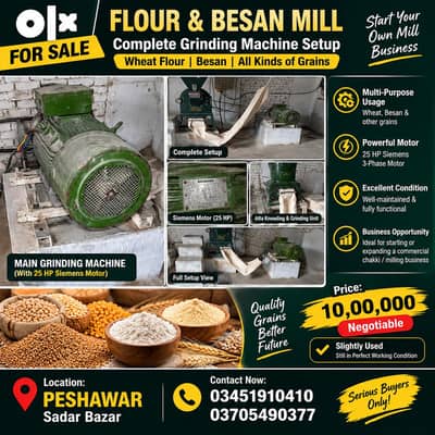 commercial flour mill & base grinding machine with 25 hp siemens motor