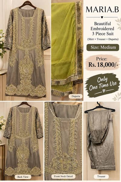  Original Maria. B Designer Suit – Small Size | Excellent Condition
