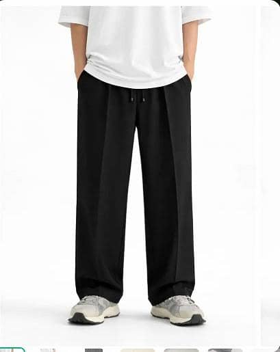 1 Pc Men's Jersey Plain Pleated Trousers e r6052