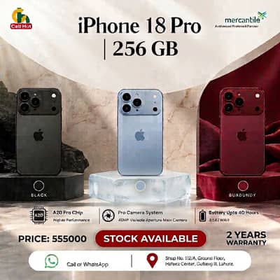 iPhone 18 Pro 256GB PTA Approved 3 Stunning Colors 2 Years Warranty