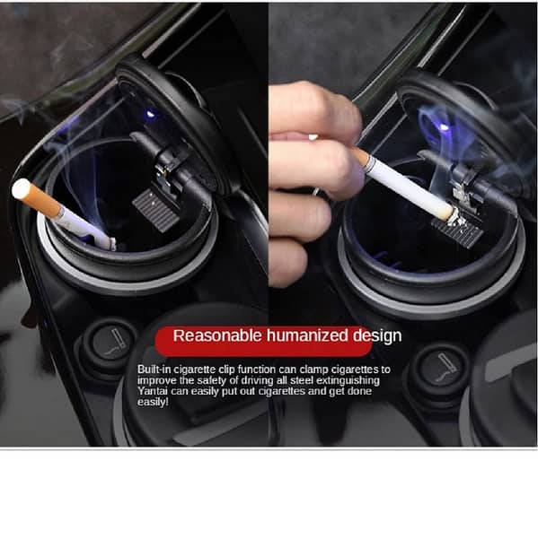 Multifunction Car LED Ashtray – Portable Smokeless Ash Holder for Vehicle Interior