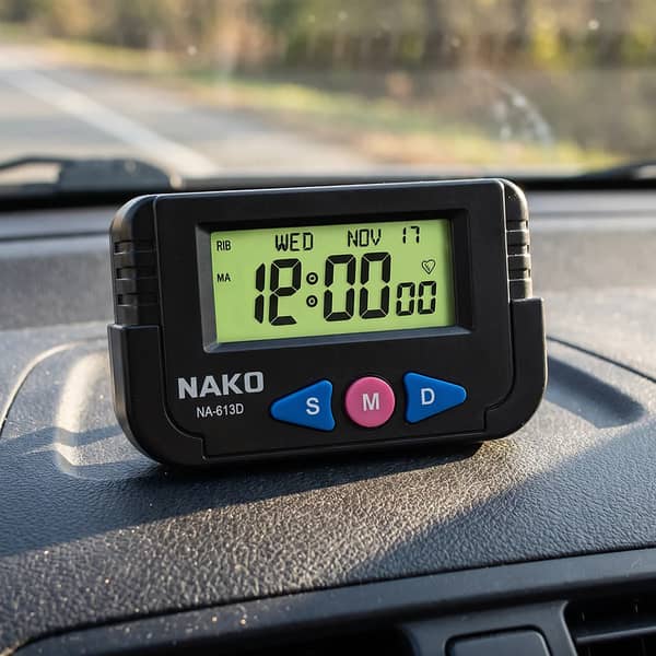 Universal Mini Digital Car Clock – Stick-On LCD Vehicle Clock with Calendar & Alarm Function