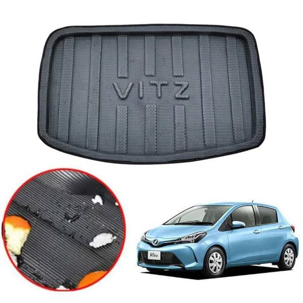Toyota Vitz 2014-2019 Premium TPE Trunk Mat – Waterproof, Anti-Slip Cargo Boot Liner, Heavy Duty