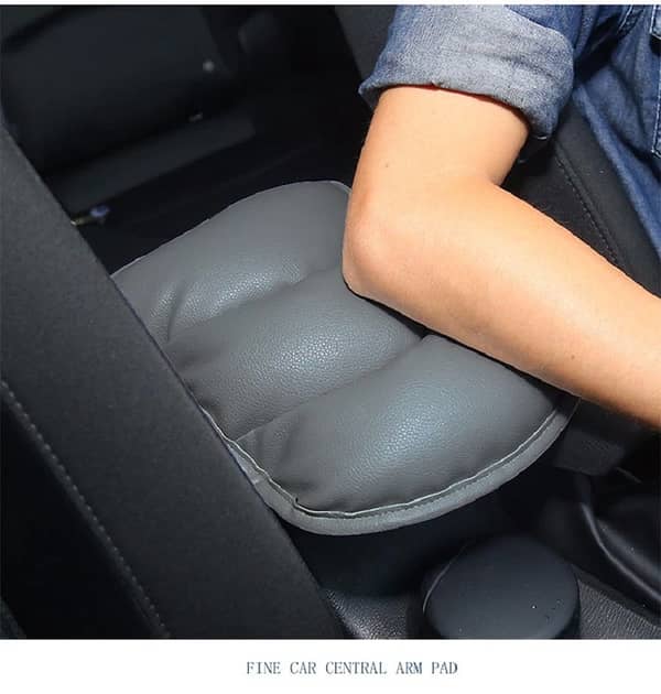 Universal Car Center Armrest Cushion Pad Beige with Memory Foam Interior and PU Leather Cover