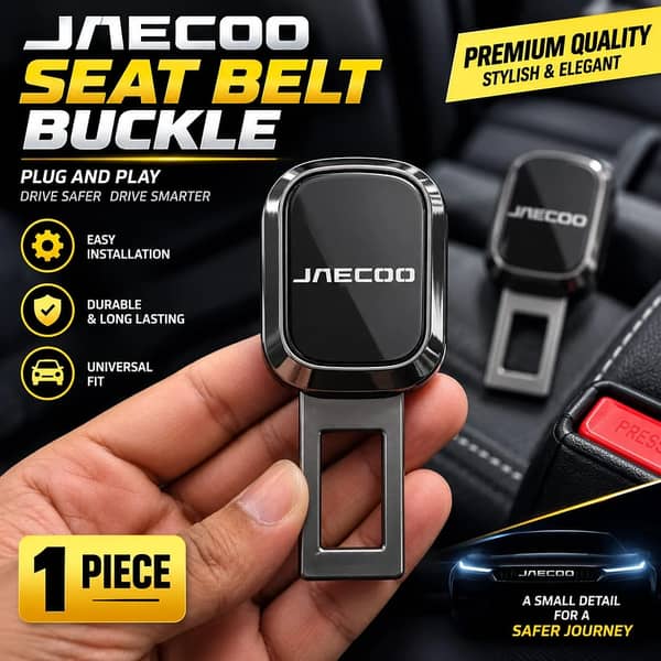 Jaecoo Seat Belt Clip – Metal Double Buckle Safety Belt Holder, Grey
