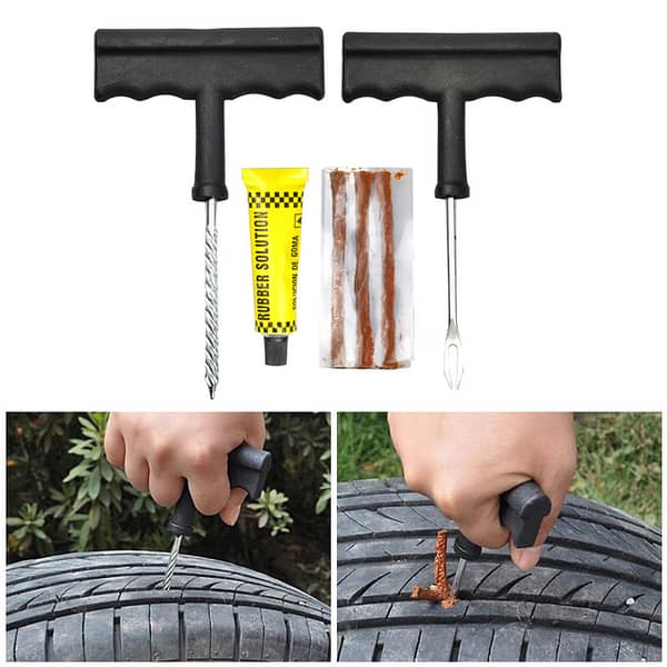 Tubeless Tire Puncture Repair Kit for Car, Bike, Motorcycle – Tyre Plug Kit and Flat Tire Fixing Set