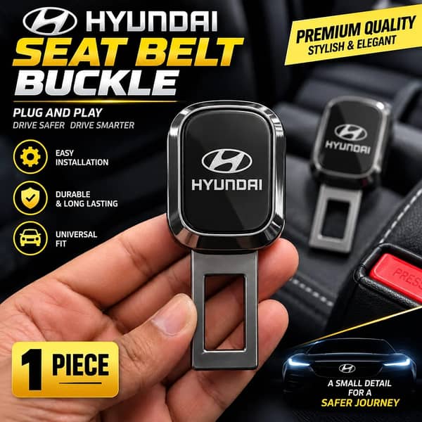 1 Pc Hyundai Seat Belt Clip – Metal Double Buckle Stopper, Safety Belt Holder, Car Seat Belt Adjuster & Interior Accessory (Grey)